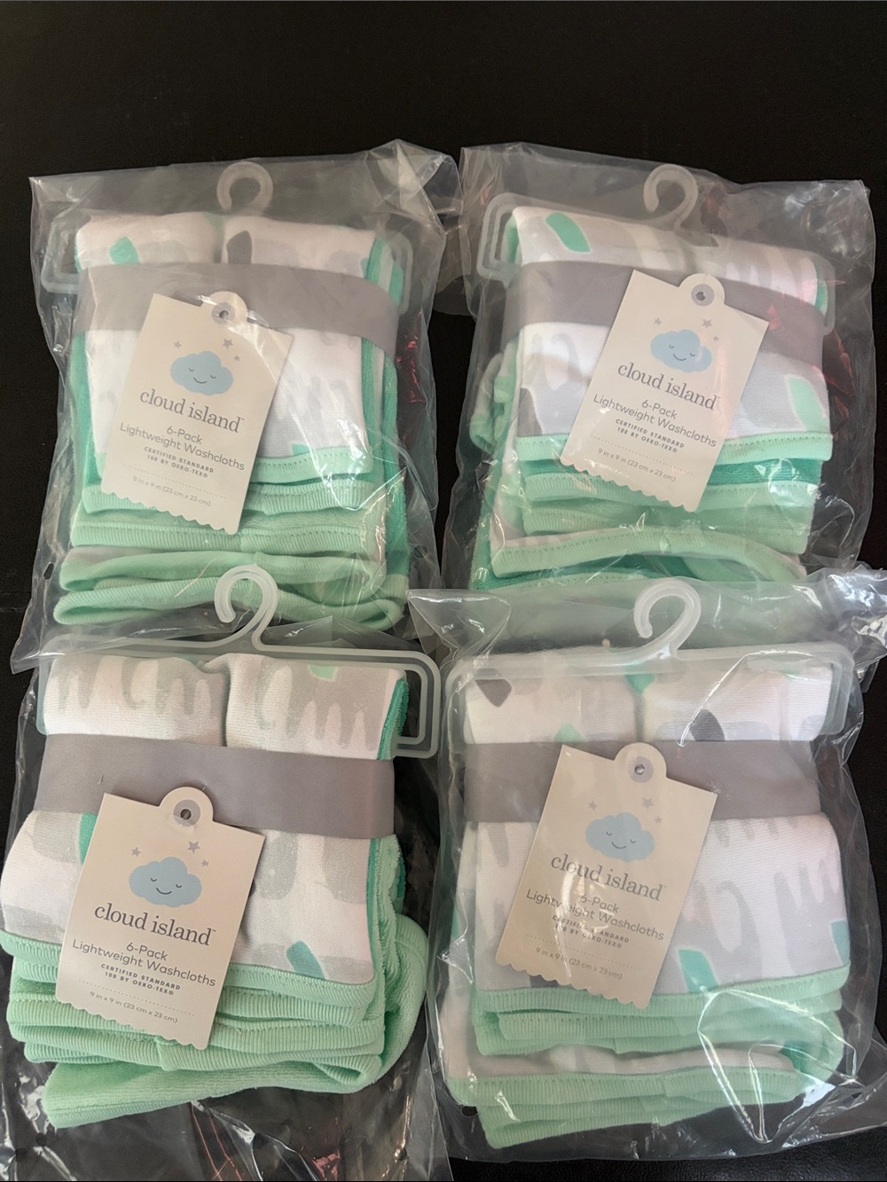 Cloud Island 4 sets of 6-Pack Lightweight Infant Washcloths
